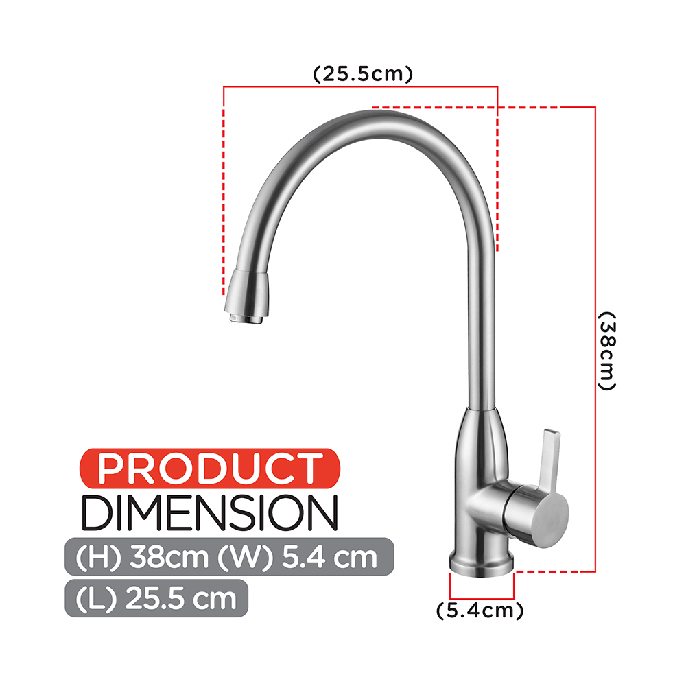 Kitchen Mixer|Stainless Steel Mixer|Single lever sink mixer|Easy fixing adapter for water filter