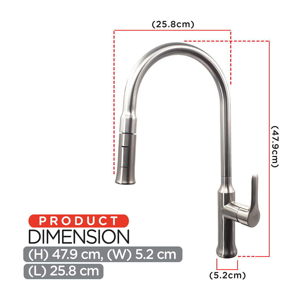 Kitchen Mixer|Stainless Steel Mixer|Single level pull down faucet