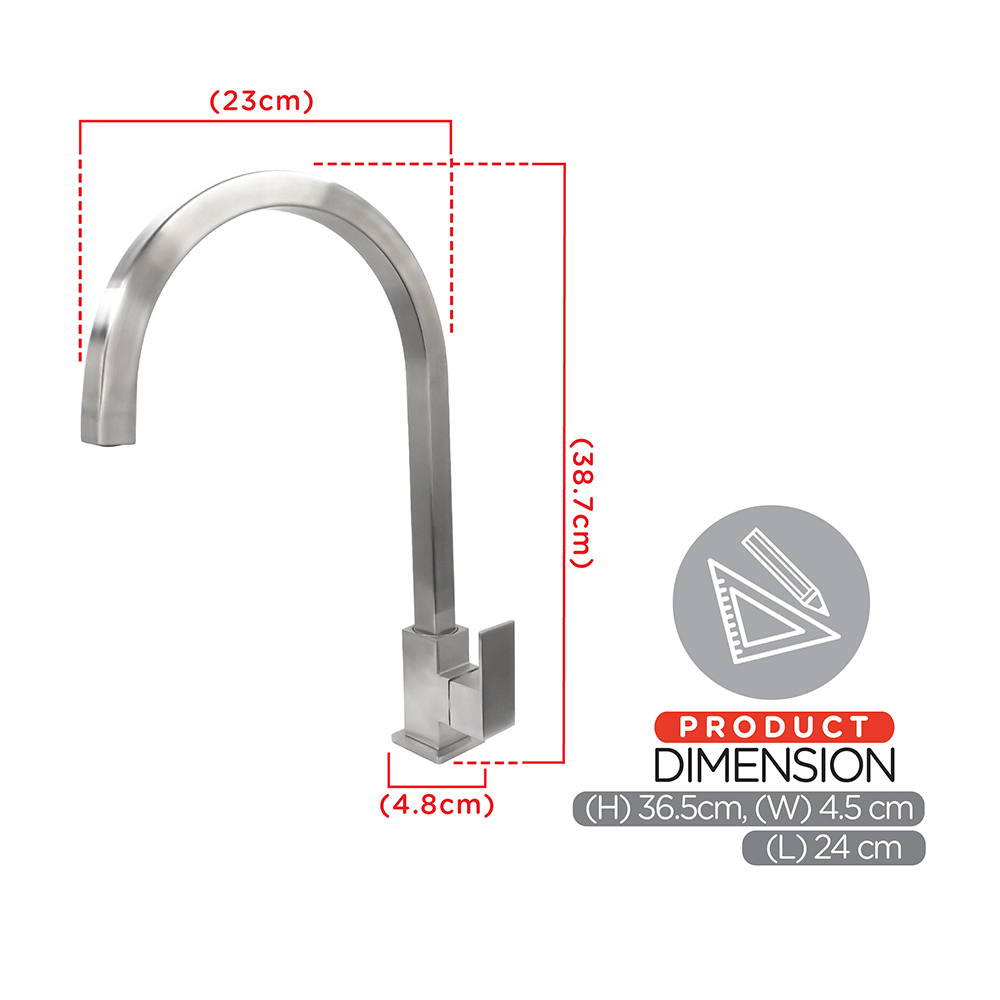 Kitchen Cold Tap|MANN Stainless Steel Sink Cold Tap|Single lever sink cold tap|Topl mount